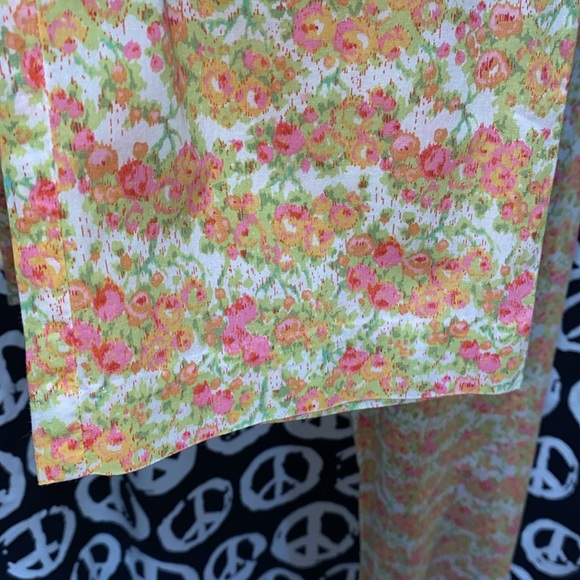 FLORAL WORK ORDER ANKLE/CROP PANTS ZIP FRONT SZ 4 PINK/GREEN/CREAM - Picture 4 of 12